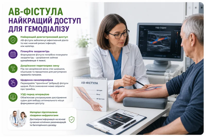 АВ-фістула для гемодіалізу: як працює судинний доступ і як за ним доглядати