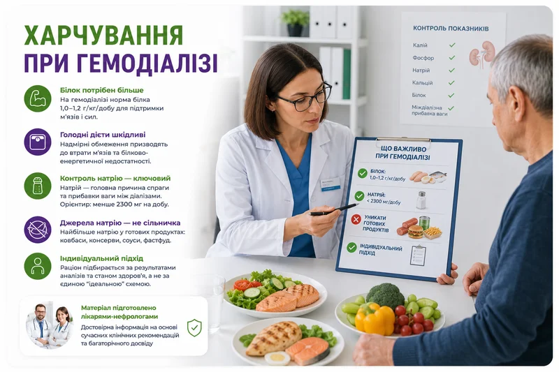 Правила харчування для пацієнтів, які лікуються гемодіалізом