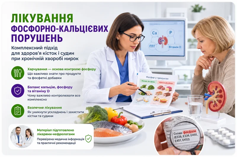 Лікування та профілактика порушень фосфорно-кальцієвого обміну у хворих на ХХН
