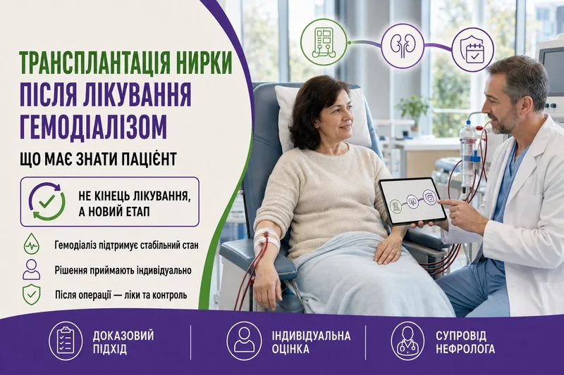 Трансплантація нирки після лікування гемодіалізом: що має знати пацієнт