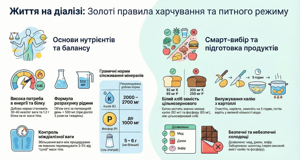 Харчування при гемодіалізі — продукти для пацієнтів з ХХН