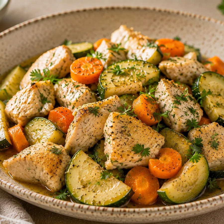 Куряче філе, тушковане з овочами